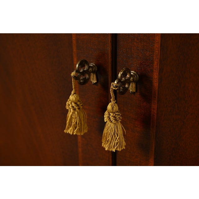 Baker Furniture Historic Charleston Georgian Inlaid Mahogany Breakfront Bookcase Cabinet For Sale - Image 9 of 17