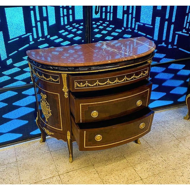 French French Louis XV Style Marble Topped Bronze Commode For Sale - Image 3 of 4