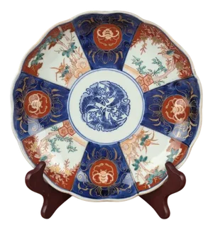Japanese Imari Porcelain Plate with Flora and Fauna Decoration, Late 19th Century
