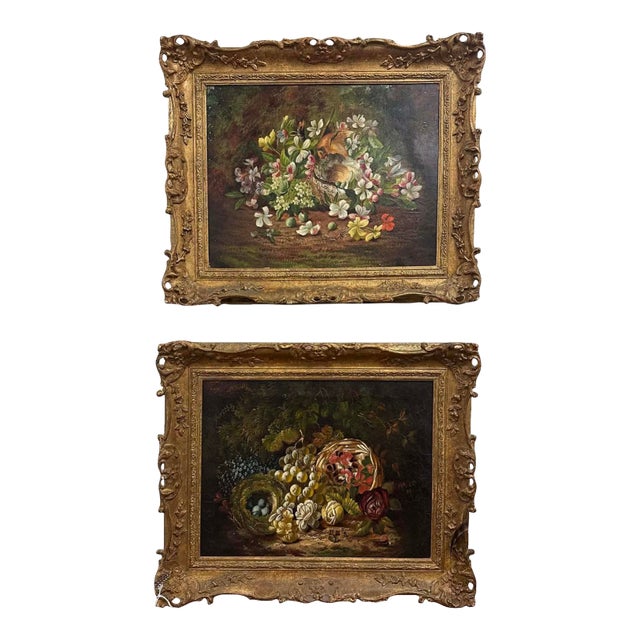 Pair of 19th Century French School Still Lifes in Ornate Gilt Frames For Sale