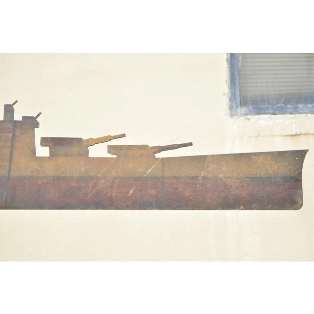 Early 20th Century Battleship Painted Steel Weathervane For Sale - Image 11 of 12