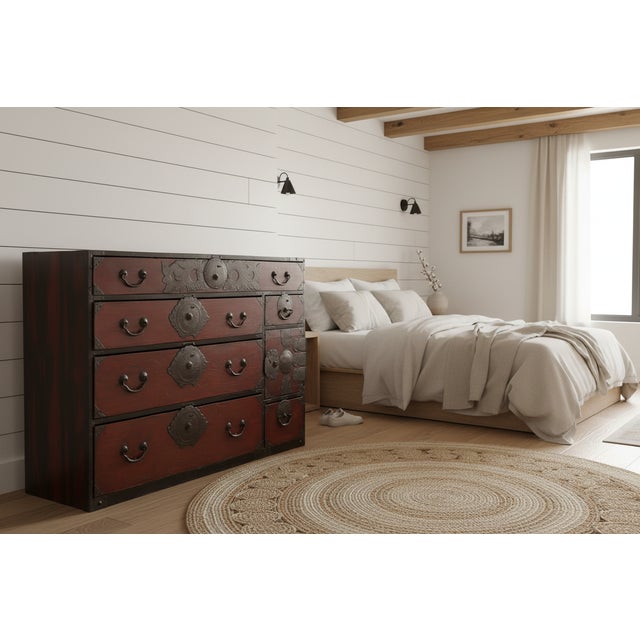 A refined example of a Japanese Isho Tansu (clothing chest) from the Meiji era. Crafted from lightweight but rot-resistant...