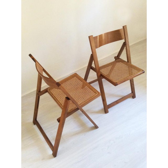 Mid Century Aldo Jacober Caned Maple Folding Chairs A Pair Chairish