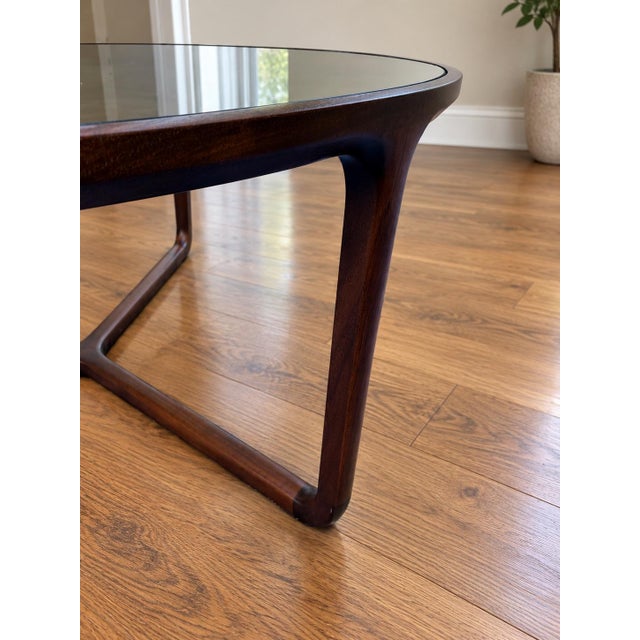 Contemporary Ceccotti Collezioni Stella Round Walnut & Smoked Glass Coffee Table by Noé Duchaufour-Lawrance For Sale - Image 3 of 6