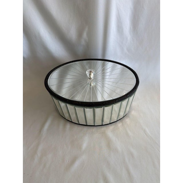 Hollywood Regency 1960s Uttermost Luxury Mirrored Glass Box with Crystal Finial For Sale - Image 3 of 5