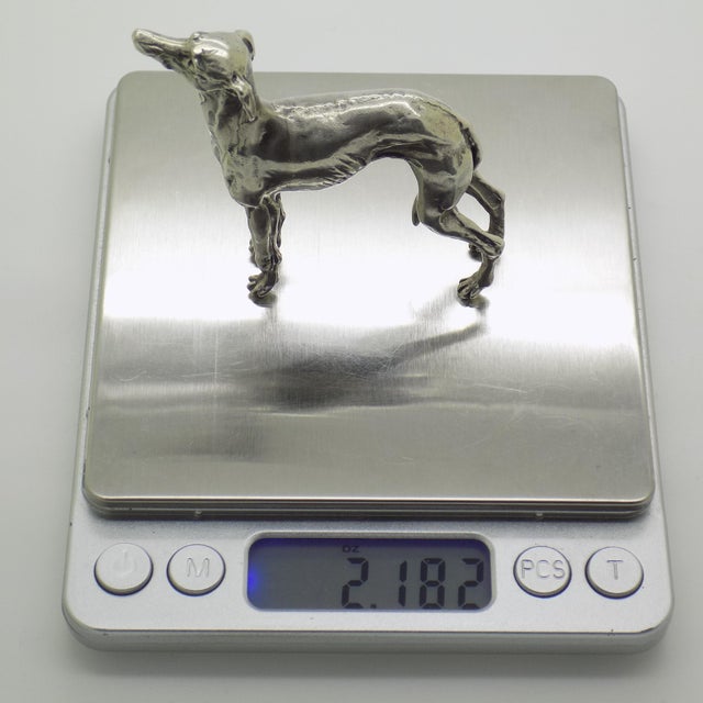 Vintage Italian Handmade Genuine Silver Large Greyhound Dog Figurine Sculpture, Made in Tuscany (Arezzo, Italy)) For Sale - Image 11 of 13
