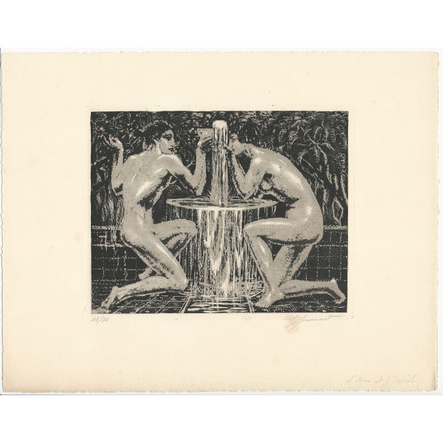 Raphaël Drouart (1884 1972) L'Âme et l'Esprit (The Soul and the Mind) Original Etching on Paper 1920s Size (overall): 250...
