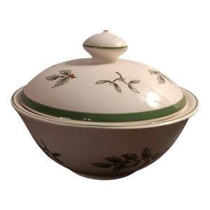 1970s Spode Christmas Tree Pattern Lidded Bowl Made in England