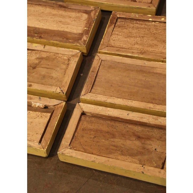 Mustard Mid-19th Century Italian Framed Hand Painted Wooden Wall Decors - Set of Seven For Sale - Image 8 of 9