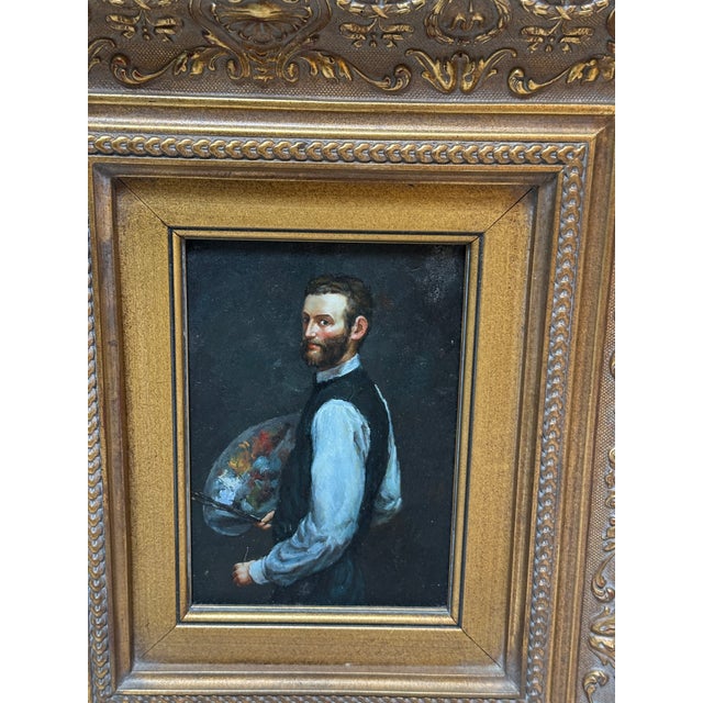 Gold Frédéric Bazille Self-Portrait With Palette Reproduction Print, Framed For Sale - Image 8 of 12