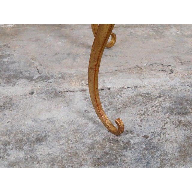 French Mid-Century Gilt Metal Side Table With Square Glass Top and Cabriole Legs For Sale - Image 10 of 10