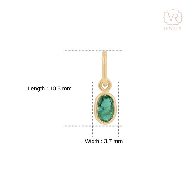 14k Solid Gold Contemporary Emerald Charm Pendant Gift for Birthday For Sale - Image 13 of 18