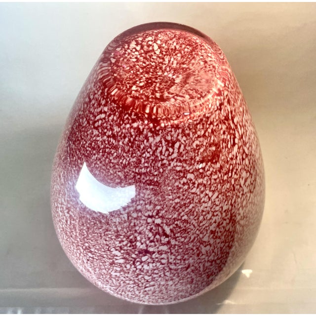 Pink Large 13" Mid-Century Pink & White Spatter Glass Statement Vase For Sale - Image 8 of 9