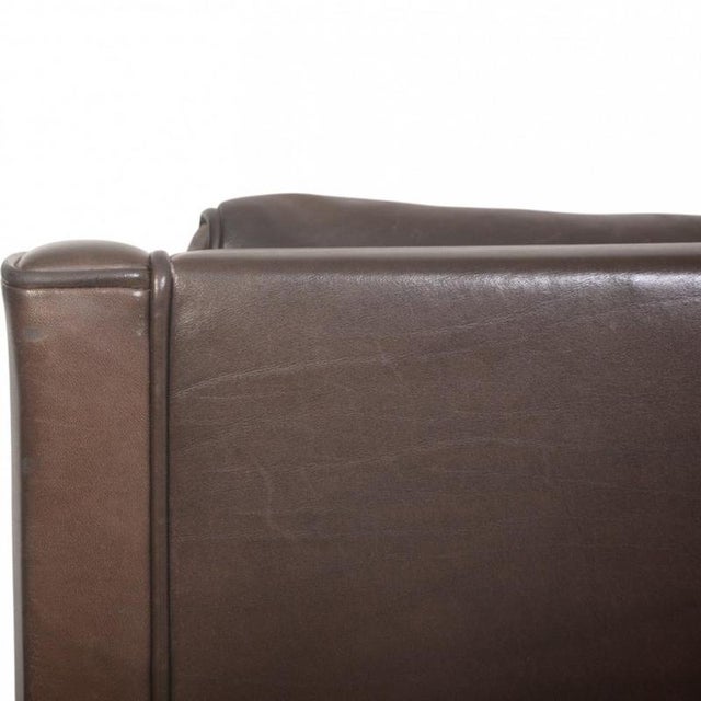 Set of 2204 Wing Chair and Ottoman in Brown Anilin Leather by Børge Mogensen, 2003 For Sale - Image 12 of 18