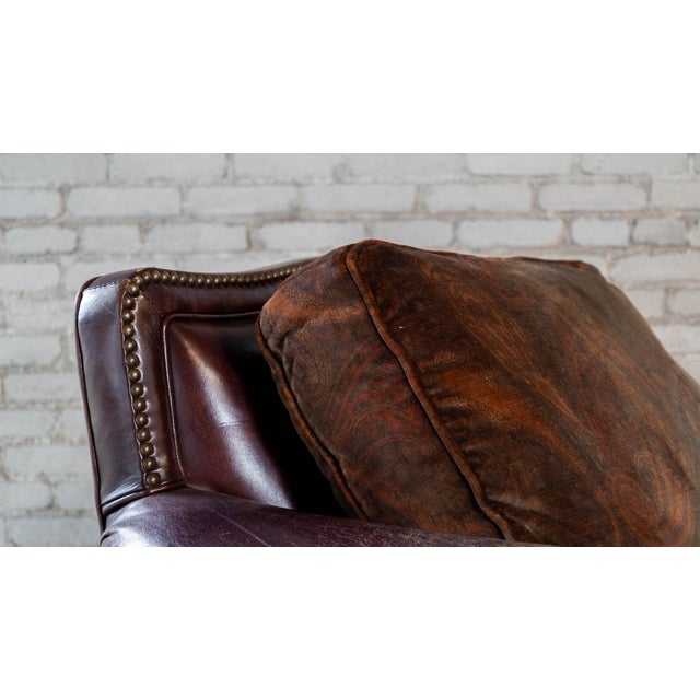 Ralph Lauren Leather and Paisley Velvet Club Chair For Sale - Image 12 of 16