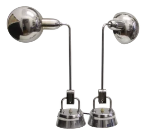 French Art Deco Metal Desk Lamps by Charlotte Perriand for Jumo, 1940s, Set of 2