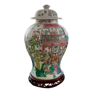 Vintage Chinese Famille Rose 100 Boys Ceramic Vase