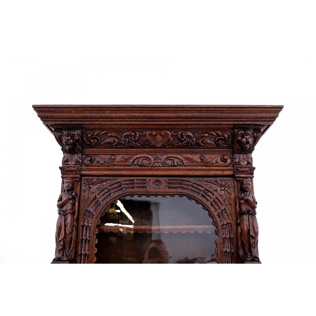 Wood Antique Glass and Oak Cabinet, Western Europe, 1880s For Sale - Image 7 of 18
