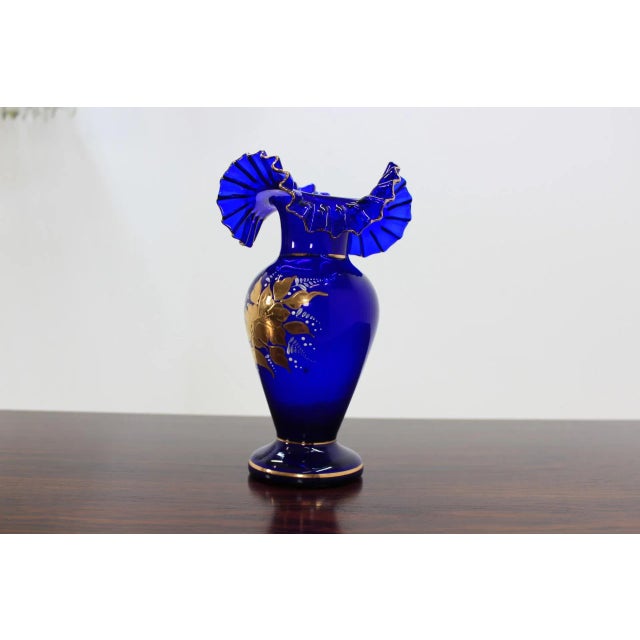 Blue Czech Glass Vase from Novoborské Sklo, 1970s For Sale - Image 8 of 11