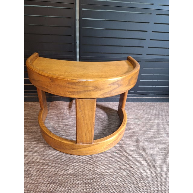 Postmodern 1970s Post Modern Solid Oak Crescent Shape Side Table For Sale - Image 3 of 5