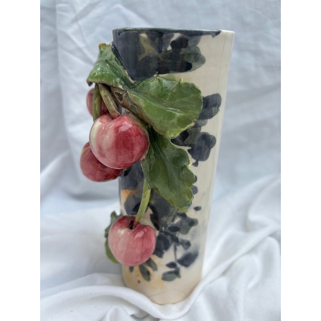Classic Trio of Vintage 1960s Italian Barbotine Majolica Vases Visceral Composition For Sale - Image 15 of 17