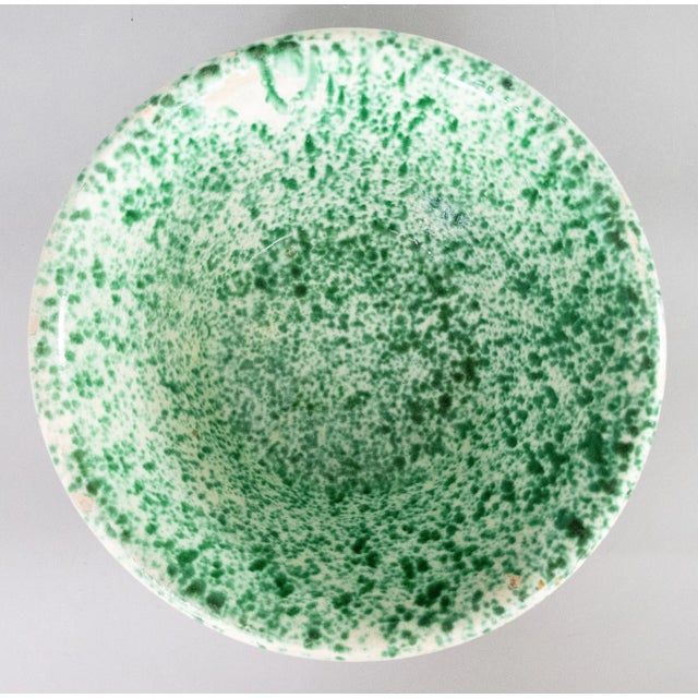 A lovely antique 19th Century French speckled green glazed terracotta tian serving bowl. These charming earthenware dishes...