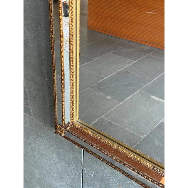 1970s Venetian Wall Mirror with Beveled Glass and Brass Accents, 1970s For Sale - Image 5 of 11