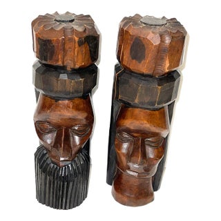 African Tribal Wood Sculptures - Pair of 2 For Sale