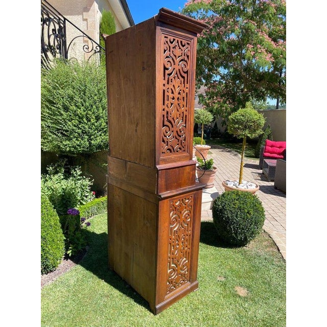 Brown Cabinet in Carved Walnut For Sale - Image 8 of 13