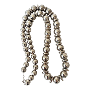 Vintage Sterling Silver Native American Beaded Necklace