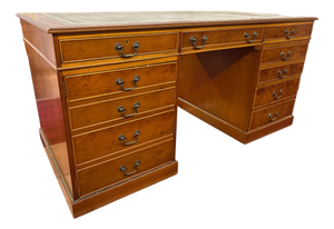 Large Executive Desk in Wood and Leather