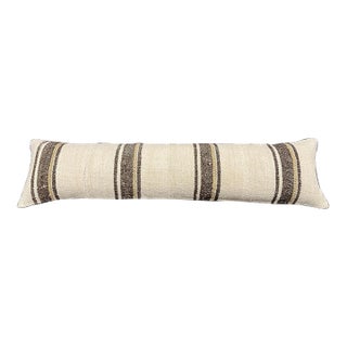 Turkish Hemp Pillow Cushion Natural Beige Brown Cushion Cover 12"x46" For Sale