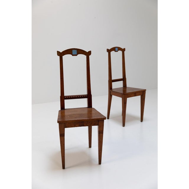 Antique English Arts and Crafts Chairs in Wood, 1890, Set of 2 For Sale - Image 9 of 10