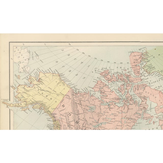 Antique North America Map from Bartholomew, 1884 For Sale - Image 6 of 10
