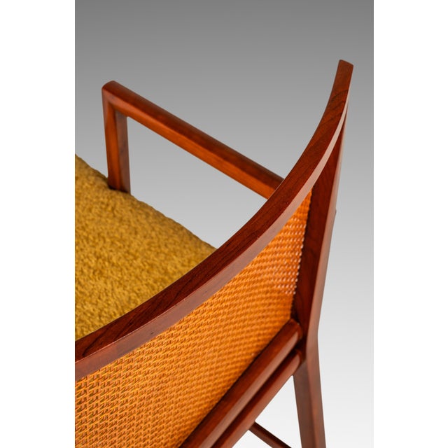 Rare Mid-Century Modern Cane-Backed Armchair in Walnut & Bouclé Attributed to Michael Taylor for Baker Furniture (New World Collection), Usa, C. 1960s For Sale - Image 16 of 18
