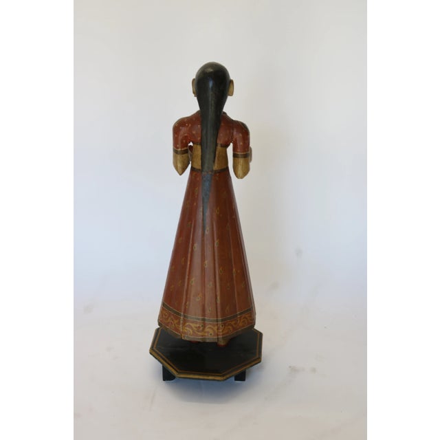 1900 - 1909 1920s Painted Femail Figure From Rajasthan India For Sale - Image 5 of 7