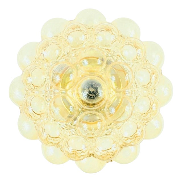 Mid-Century Modern Amber Bubble Glass Flush Mount by Helena Tynell for Limburg, Germany, 1960s For Sale