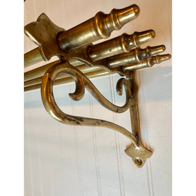 Antique Pullman Railroad Brass Hat and Coat Shelf With Retaining Scrolls, C. 1905-1925 For Sale - Image 10 of 12