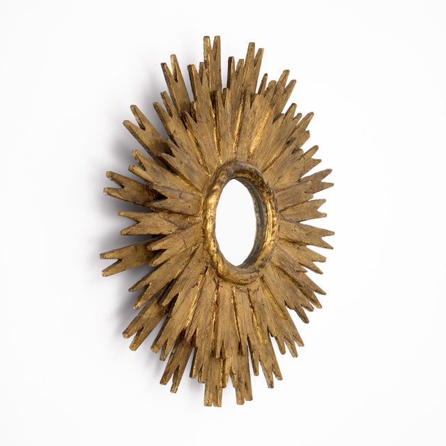 Spanish Mid-Century Modern Giltwood Sunburst Mirror, Circa 1980 For Sale - Image 4 of 9