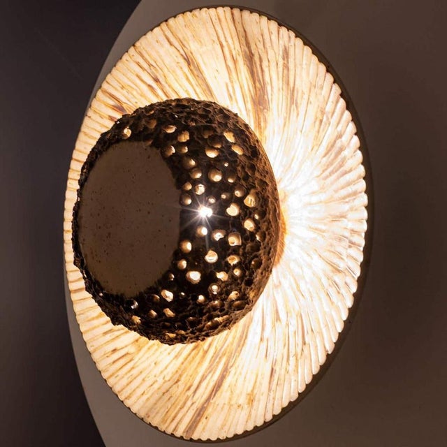 Round Ceramic Wall Light in the style of Axella, Denmark, 1970s For Sale - Image 6 of 16
