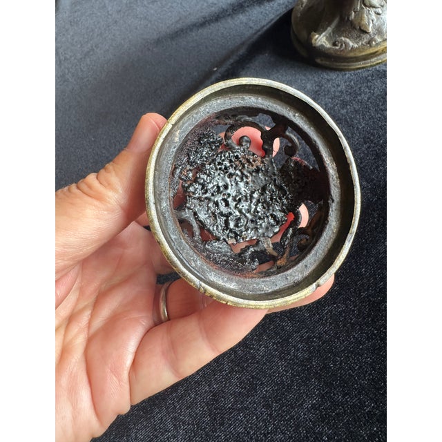 Antique Japanese Bronze Koro Incense Burner With Openwork Lotus Motif For Sale - Image 9 of 11