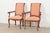 French Provincial Baker Furniture French Provincial Louis XV Carved Walnut Armchairs or Dining Captain Chairs, Pair For Sale - Image 3 of 13