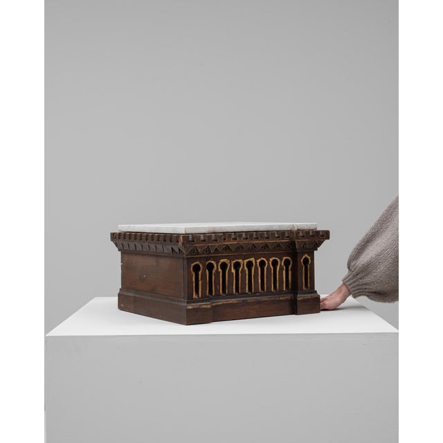 20th Century French Wooden Pedestal With Marble Top For Sale - Image 4 of 18