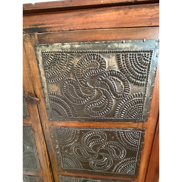 Antique Cherry Wood Pie Safe With 12 Punched Tins For Sale - Image 11 of 11