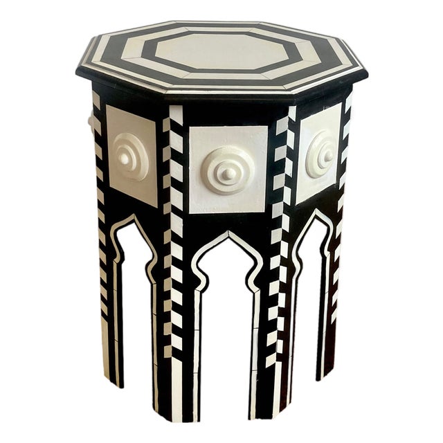 Hollywood Regency Side Table in the style of Martyn Lawrence Bullard with Faux Ivory Details, 2010s For Sale