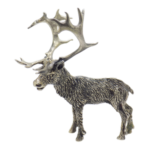 Vintage Italian Handmade Genuine Silver Large Stag Deer Sculpture by Italian Silver Artist Mario Cerreti