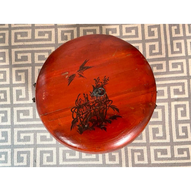 Antique Chinese Red Lacquer Elm Rice / Grain Storage Vessel — Sculptural Qing Style Container For Sale In New York - Image 6 of 12
