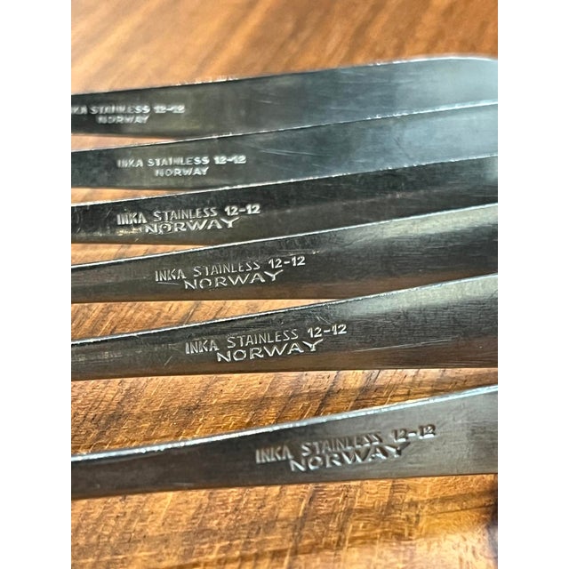Wood Mid-Century Cased Inka Stainless Steel 6-Setting Cutlery Set by Erik Herlow for Norstaal, Norway, 1956, Set of 54 For Sale - Image 7 of 18
