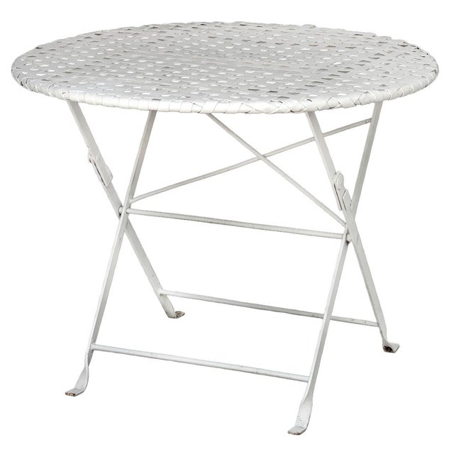 Antique Folding Garden Table W/Iron Lattice Top For Sale - Image 4 of 8