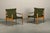 Mid-Century Modern Vintage Danish Safari Chairs in Oak and Forest Green Canvas Fabric by Erik Wørts, 1970s, Set of 2 For Sale - Image 3 of 18